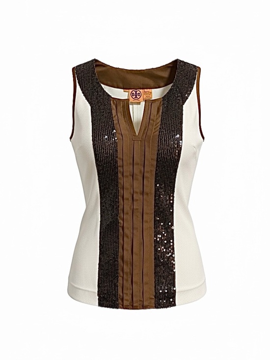 Tory Burch Tops - Tory Burch Silk Sequins Sleeveless Luxe Tunic Style Top 2